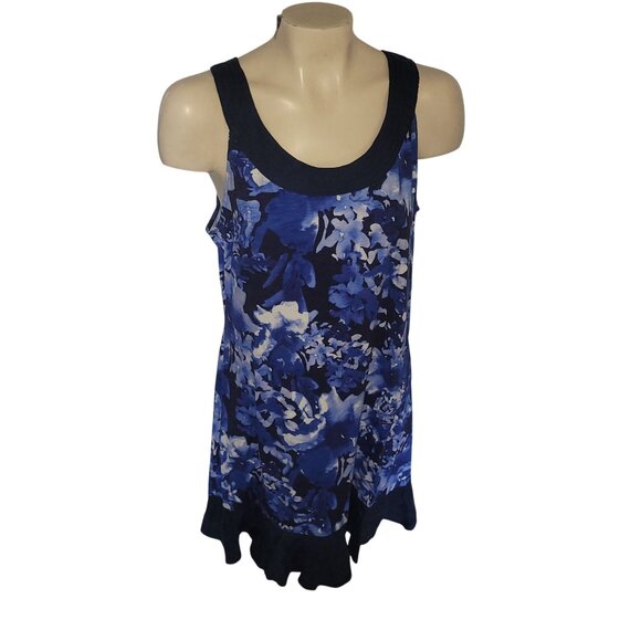 Tommy Bahama Blue Floral‎ Sleeveless Dress With Ruffle Hem Size M - Picture 1 of 7